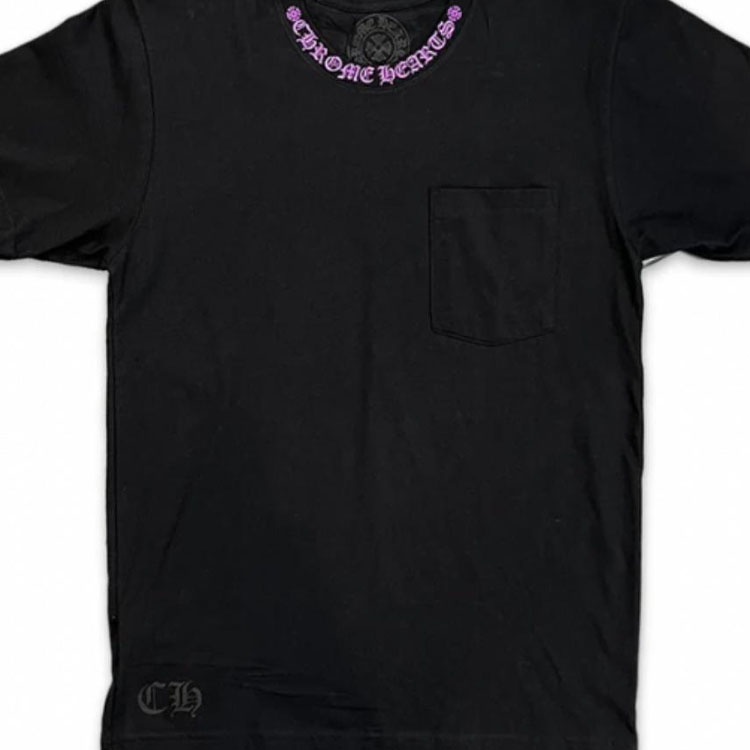 Details for 크롬하츠 레터프린트 크루넥 반팔 티셔츠 블랙 캐주얼 티 CH-554812
