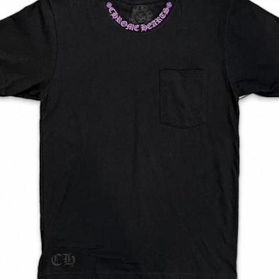 크롬하츠 레터프린트 크루넥 반팔 티셔츠 블랙 캐주얼 티 CH-554812 Details for 크롬하츠 레터프린트 크루넥 반팔 티셔츠 블랙 캐주얼 티 CH-554812