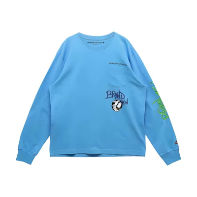 Chrome Hearts Letter Print Oversized Crewneck Long Sleeve Sweatshirt Light Blue 320989-LIB