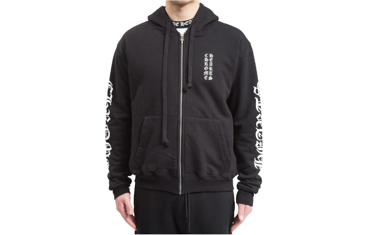 Chrome Hearts Letter Print Zip-Up Hoodie Unisex Black Long Sleeve Casualwear CH-20231564