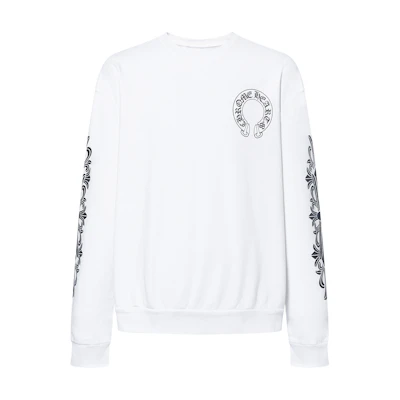 Chrome Hearts Logo Crewneck Pullover Long Sleeve Sweatshirt Unisex White CH-2023-0317