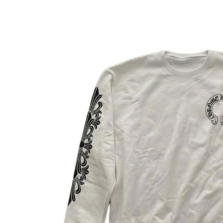 Shop 克罗心Logo长袖圆领卫衣 男女同款 白色 CH-2023-0317