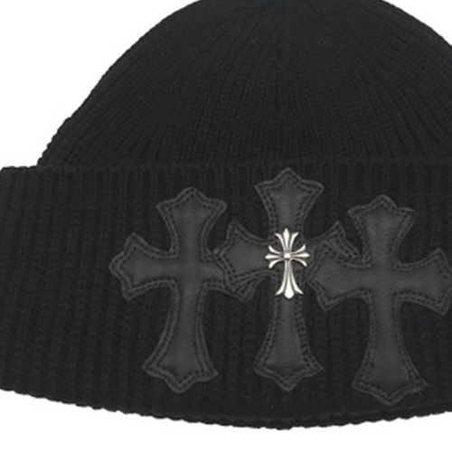 Shop クロムハーツ ロゴ付き ブラック コットン ビーニー ユニセックス カップル向け 192326