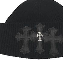 Shop Chrome Hearts 標誌裝飾黑色棉質毛帽 情侶款男女通用. 192326