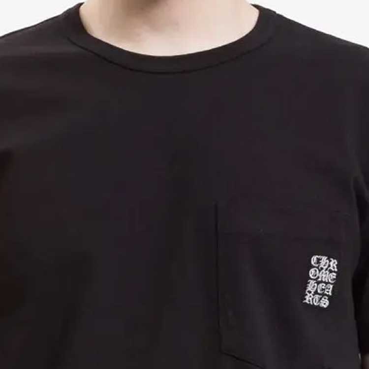 Details for Camiseta Negra Chrome Hearts Logo Bordado Cuello Redondo Manga Corta CH-20231745