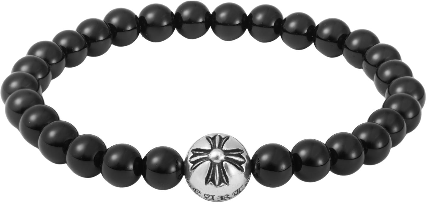 chrome-hearts-logo-engraved-925-silver-bracelet-black-unisex-couple-style-2284