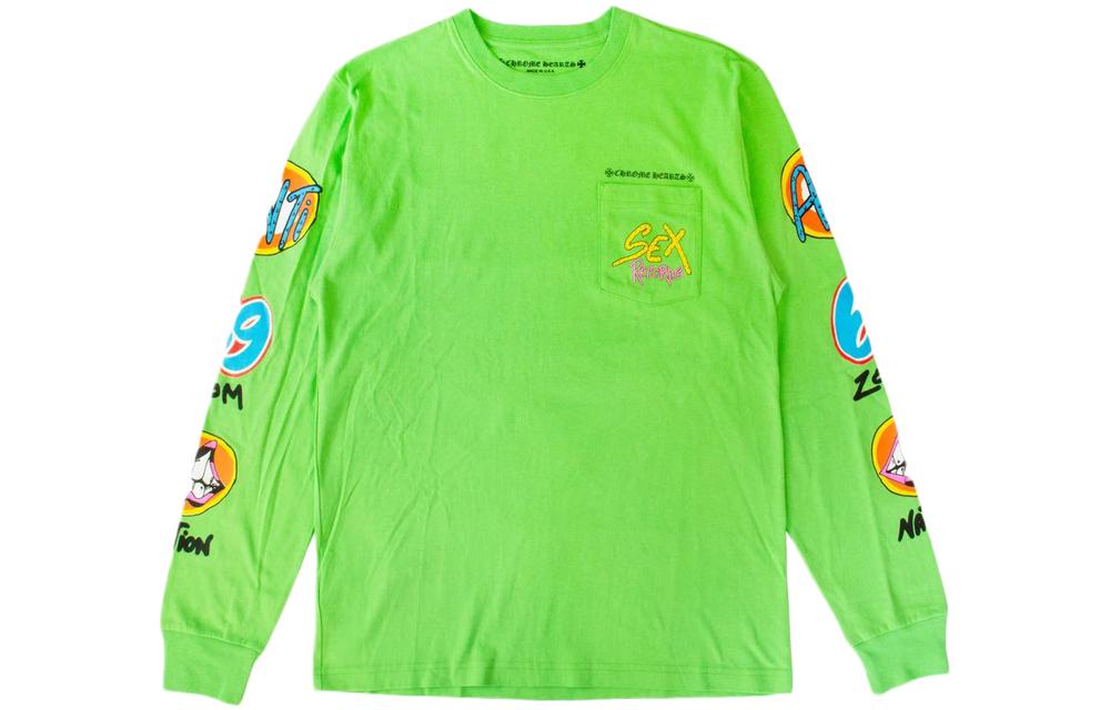 Lookbook Chrome Hearts Hoodie Logo Hijau Lengan Panjang Unisex Gaya Pasangan. CH-20222156