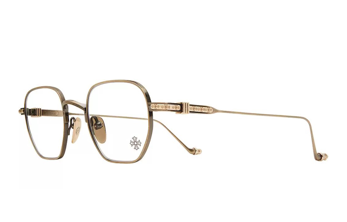Chrome Hearts Logo Irregular 925 Silver Optical Frame Gold Unisex Glasses VAGILICTORIAN AG