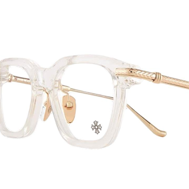 Shop Chrome Hearts 金色不規則情侶款光學眼鏡 男女通用設計 CUMPTION-A-CRYS