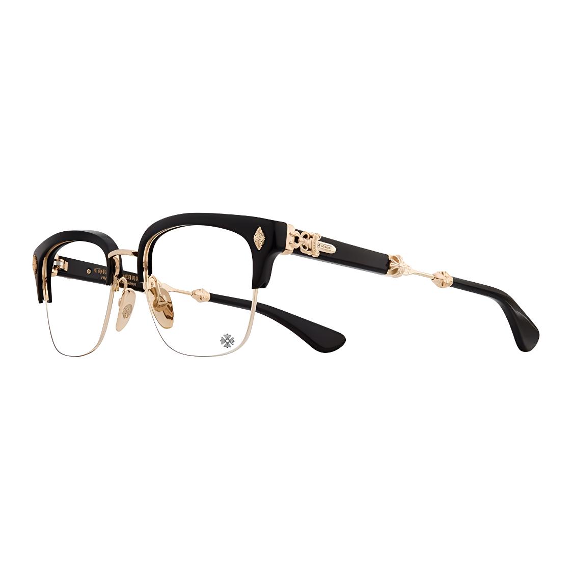 Chrome Hearts Logo Letter Design Browline Optical Glasses Unisex Couples Frame EVAGILIST-Black/Gold Plated
