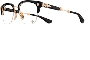 Chrome Hearts Logo Letter Design Browline Optical Glasses Unisex Couples Frame EVAGILIST-Black/Gold Plated Chrome Hearts Logo Letter Design Browline Optical Glasses Unisex Couples Frame EVAGILIST-Black/Gold Plated