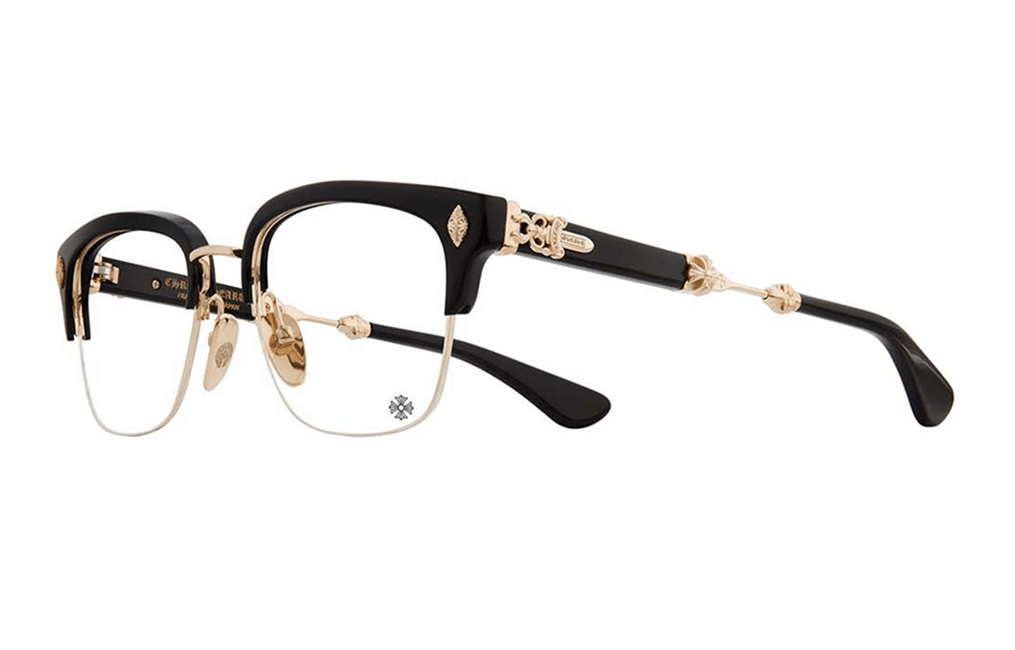 Order Chrome Hearts 标志字母设计眉线眼镜框 男女通用款式 EVAGILIST-Black/Gold Plated