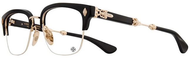 Order Chrome Hearts 字母設計眉線光學眼鏡 男女情侶款框架 EVAGILIST-Black/Gold Plated