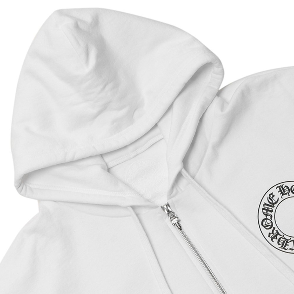 Lookbook Chrome Hearts Logo Print Zip-Up Hoodie White Long Sleeve - CW-164227
