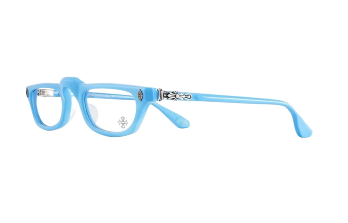 Chrome Hearts Logo Square Optical Glasses Blue Frame for Men EDUCUNTATION