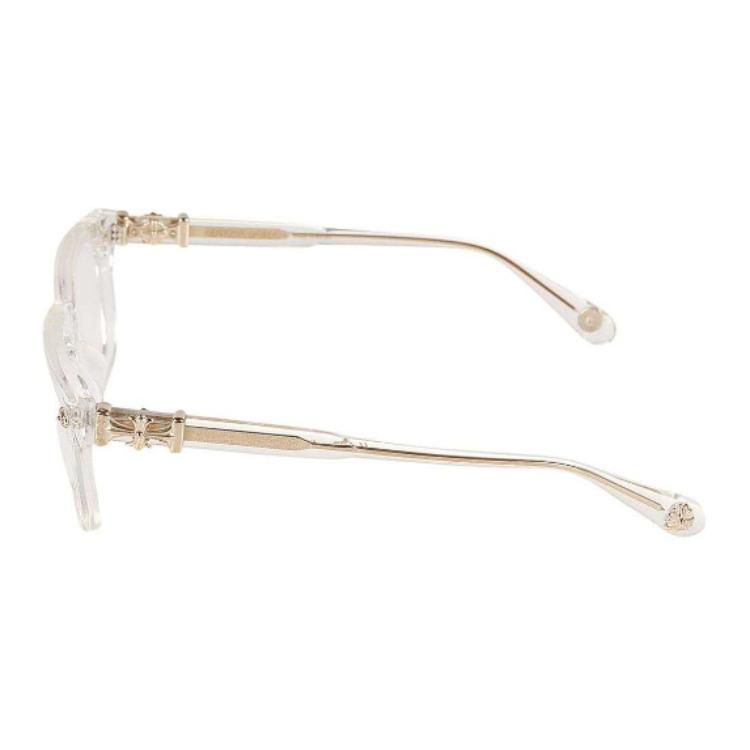 Shop クロムハーツ ロゴ スクエア オプティカルメガネ ゴールドフレーム メンズ CoxUckercrys