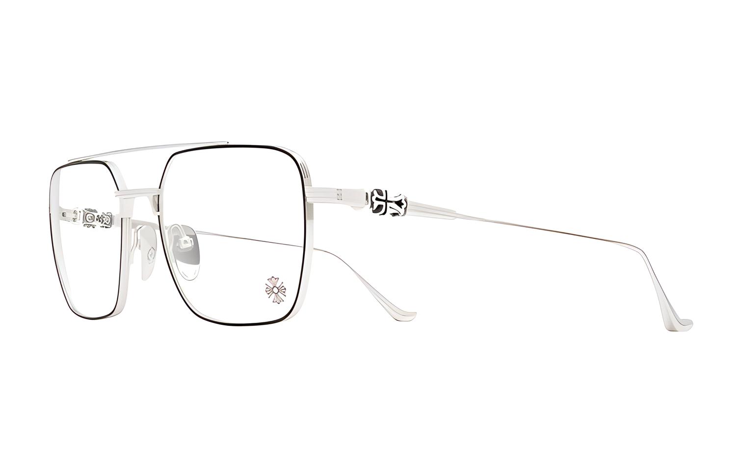 Chrome Hearts MAGNUM II Square Metal Eyeglass Frame Unisex Silver. MAGNUM-II