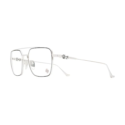 Chrome Hearts MAGNUM II Square Metal Eyeglass Frame Unisex Silver. MAGNUM-II
