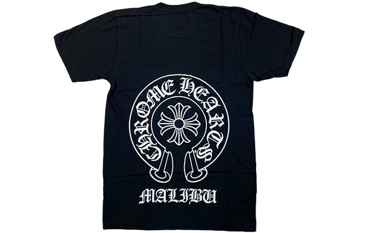 Order Chrome Hearts Kaos Hitam Unisex Logo Horseshoe Malibu Lengan Pendek. CH-323