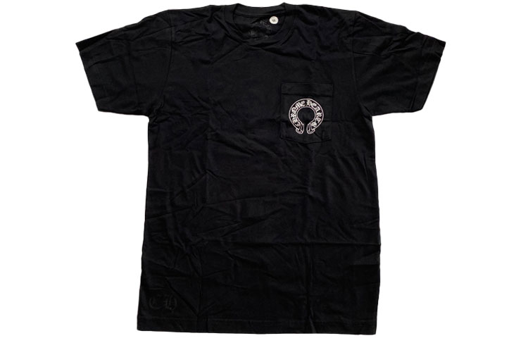 Lookbook Chrome Hearts Kaos Hitam Unisex Logo Horseshoe Malibu Lengan Pendek. CH-323