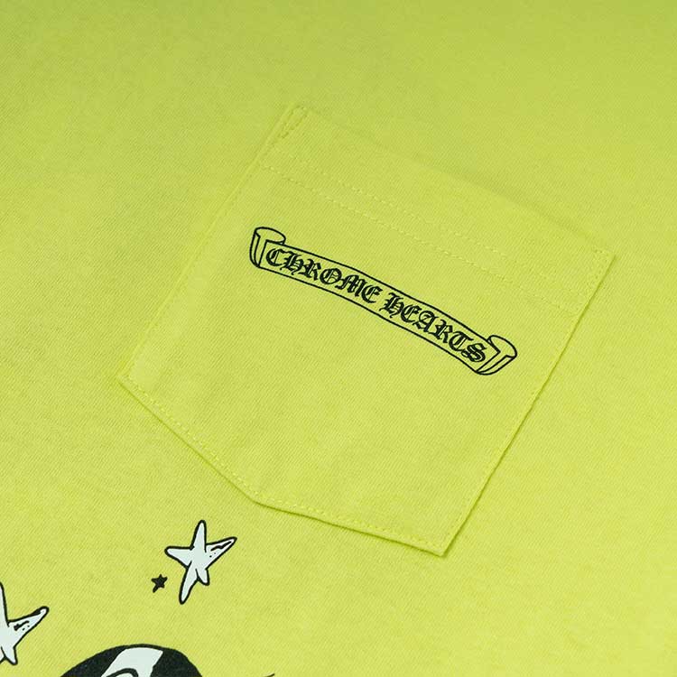 Details for Chrome Hearts Matty Boy Graffiti Cetakan Huruf Hijau Kemeja-T Uniseks. CH-091404