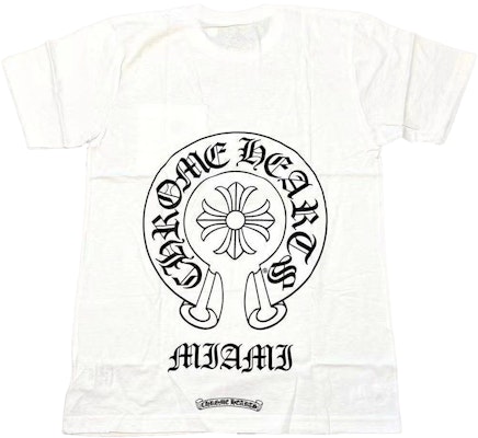 克罗心迈阿密限定马蹄印花男女同款白色T恤 CH-123 Order 克罗心迈阿密限定马蹄印花男女同款白色T恤 CH-123