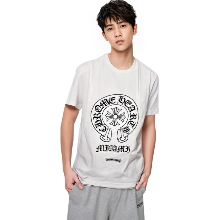 Shop 克罗心迈阿密限定马蹄印花男女同款白色T恤 CH-123