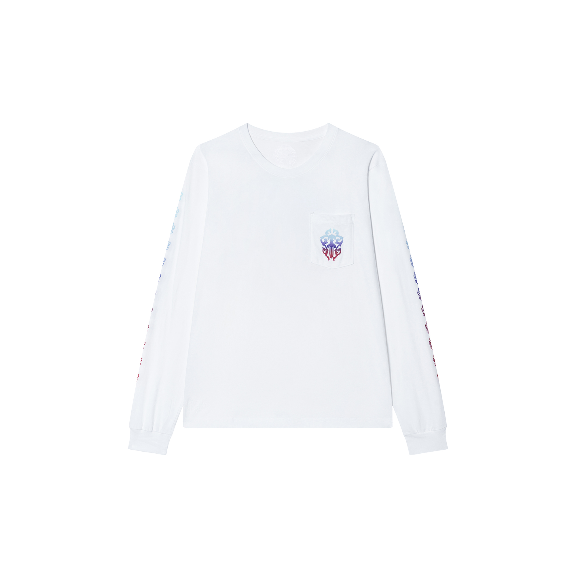 Chrome Hearts Multicolor Sword & Horseshoe Scroll Unisex White Long Sleeve Tee CH-127