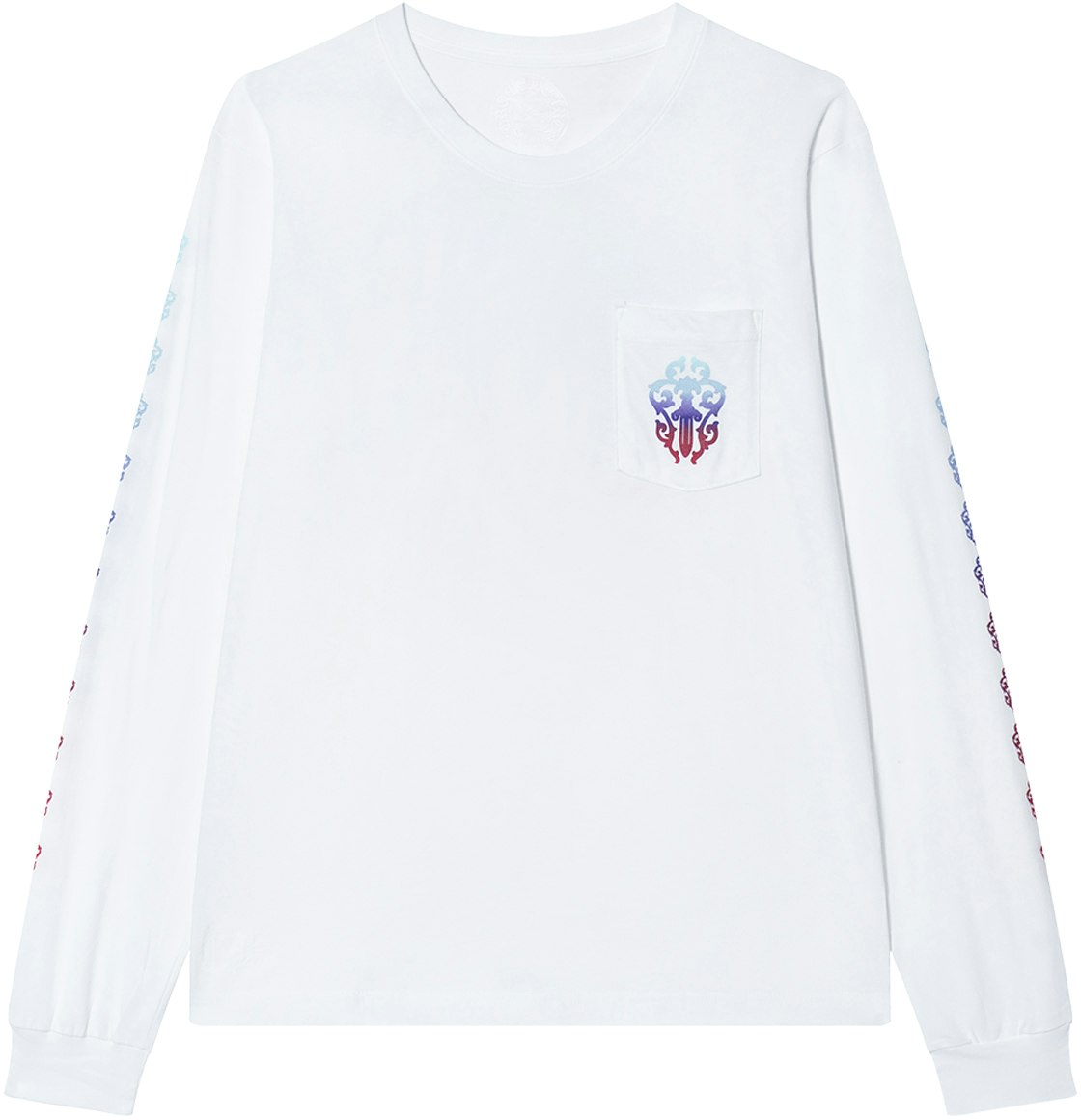 chrome-hearts-multicolor-sword-and-horseshoe-scroll-unisex-white-long-sleeve-tee-ch-127