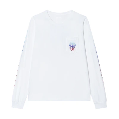 Chrome Hearts Multicolor Sword & Horseshoe Scroll Unisex White Long Sleeve Tee CH-127
