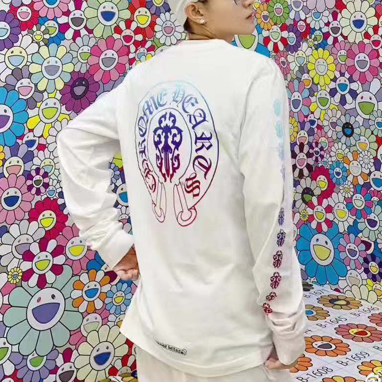 Purchase クロムハーツ マルチカラーロングスリーブTシャツ ソード&ホースシュー 白 男女兼用 CH-127