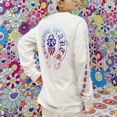 クロムハーツ マルチカラーロングスリーブTシャツ ソード&ホースシュー 白 男女兼用 CH-127 Purchase クロムハーツ マルチカラーロングスリーブTシャツ ソード&ホースシュー 白 男女兼用 CH-127