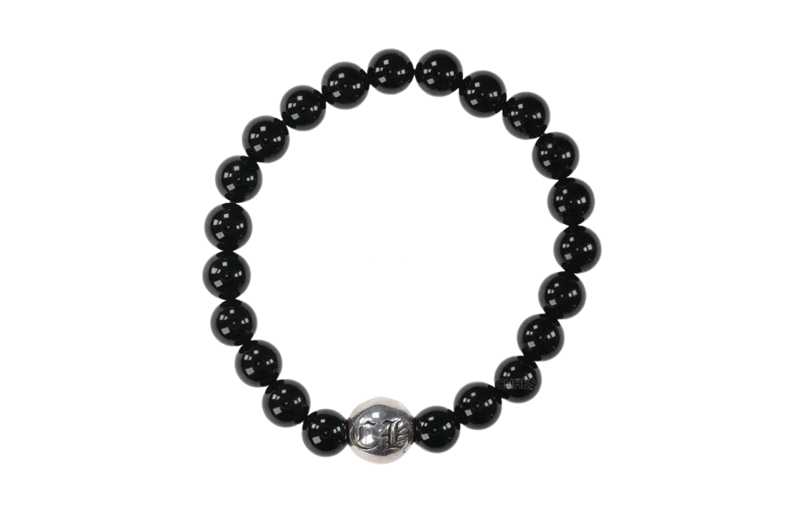 Lookbook クロムハーツ オブシディアン ビーズ ブレスレット クラシック ユニセックス ペアスタイル. CH002304