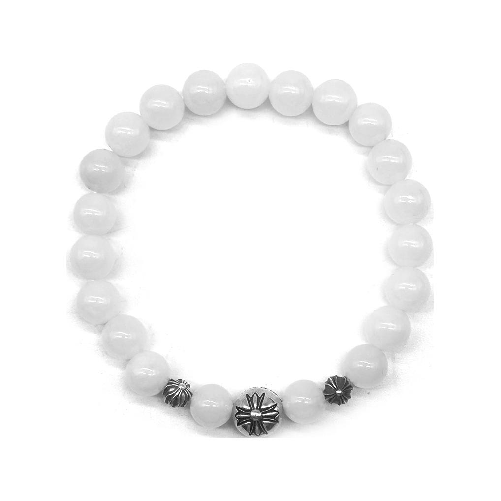 Lookbook クロムハーツ オニキスロゴ ブレスレット ユニセックス カップル用 ホワイト/シルバー CH-SL-599