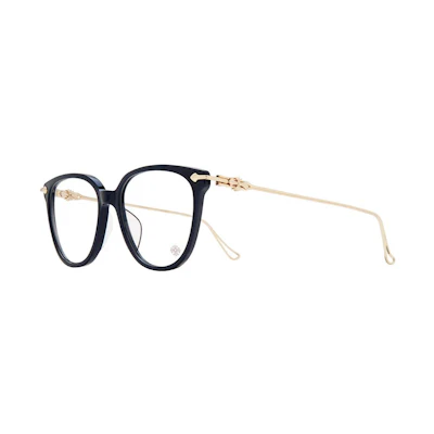 Chrome Hearts Oval Frame Glasses Deep Blue Gold Unisex Sleek Eyewear THOT PCKGP