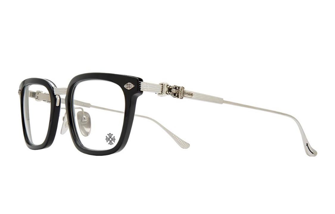 Chrome Hearts OVERPOKED Black-Silver Frame Square Optical Glasses Unisex Retro Style OVERPOKED-Black-Plastic-BS