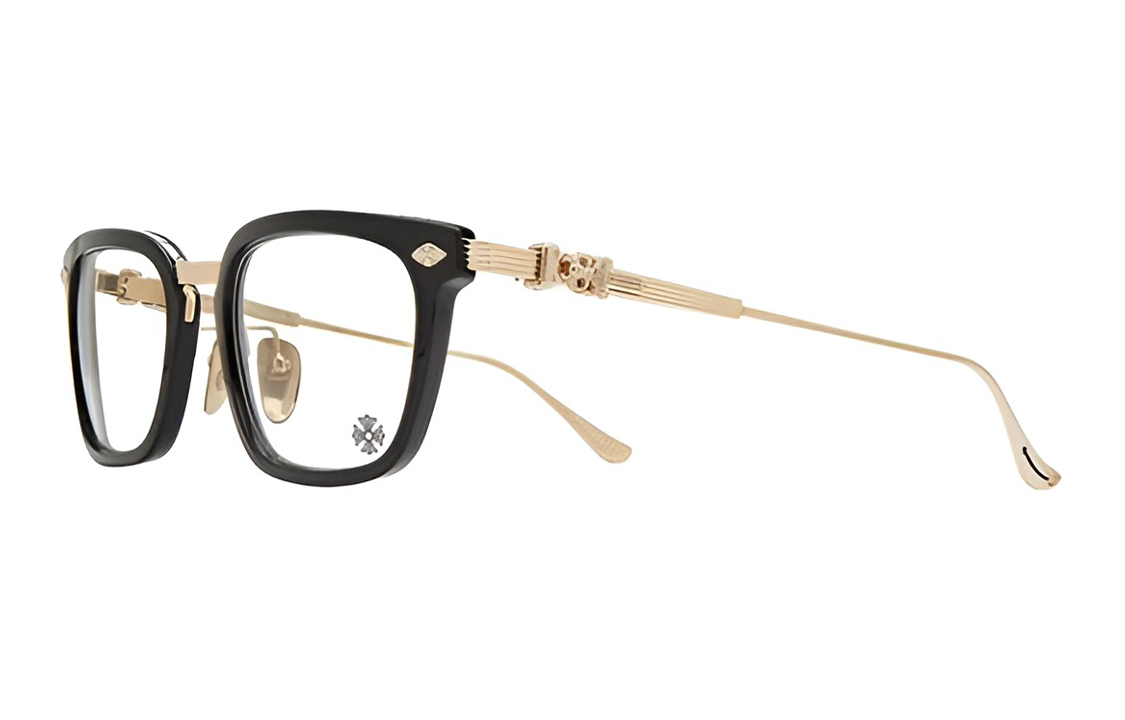 Chrome Hearts OVERPOKED Black/Gold Rectangular Glasses Unisex Vintage Frame OVERPOKED-BP/GP
