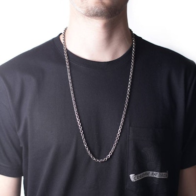 Collar Unisex Plata Chrome Hearts Cadena Papel Grabado Logo 925 Plata. CH-SL-262 Lookbook Collar Unisex Plata Chrome Hearts Cadena Papel Grabado Logo 925 Plata. CH-SL-262