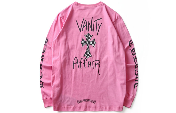 Chrome Hearts Pink Letter Logo Graphic Crewneck Long Sleeve Unisex Sweatshirt CH-151