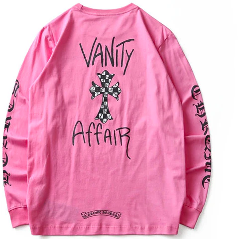 chrome-hearts-pink-letter-logo-graphic-crewneck-long-sleeve-unisex-sweatshirt-ch-151