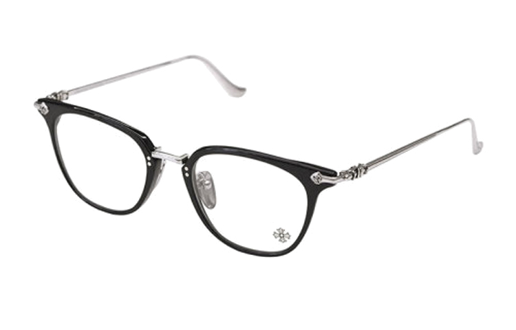 Chrome Hearts Prescription Glasses Oval Frame Black Silver Unisex Optical Frames SHAGASS-BLACK frame-silver temples