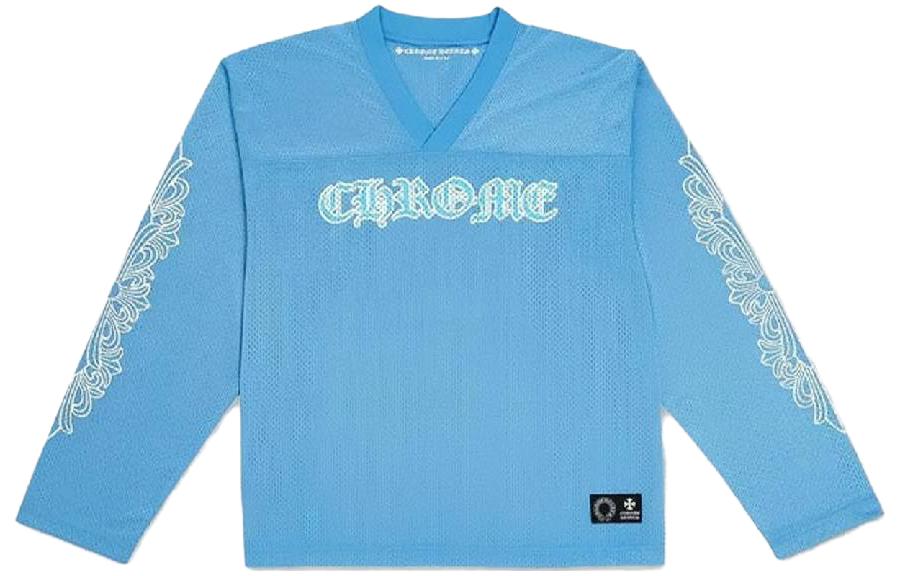 Chrome Hearts Printed V-Neck Mesh Long-Sleeve Sweatshirt Blue Unisex CH-20232832