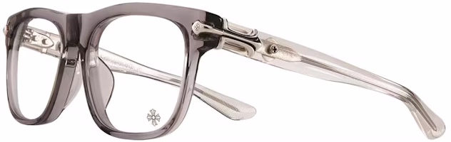 Chrome Hearts Rectangular Eyeglasses Unisex Grey Frame with Solid Temple Design SLID’N-Graphite/Crystal Chrome Hearts Rectangular Eyeglasses Unisex Grey Frame with Solid Temple Design SLID’N-Graphite/Crystal