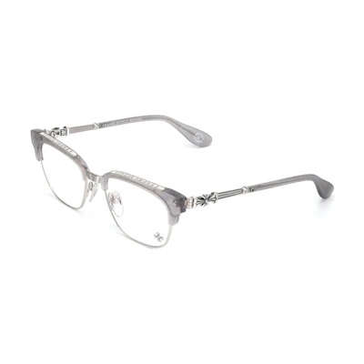 Chrome Hearts Rectangular Eyeglasses Unisex Smoke Grey Frame with Metal Arms Bonennoisseur-II