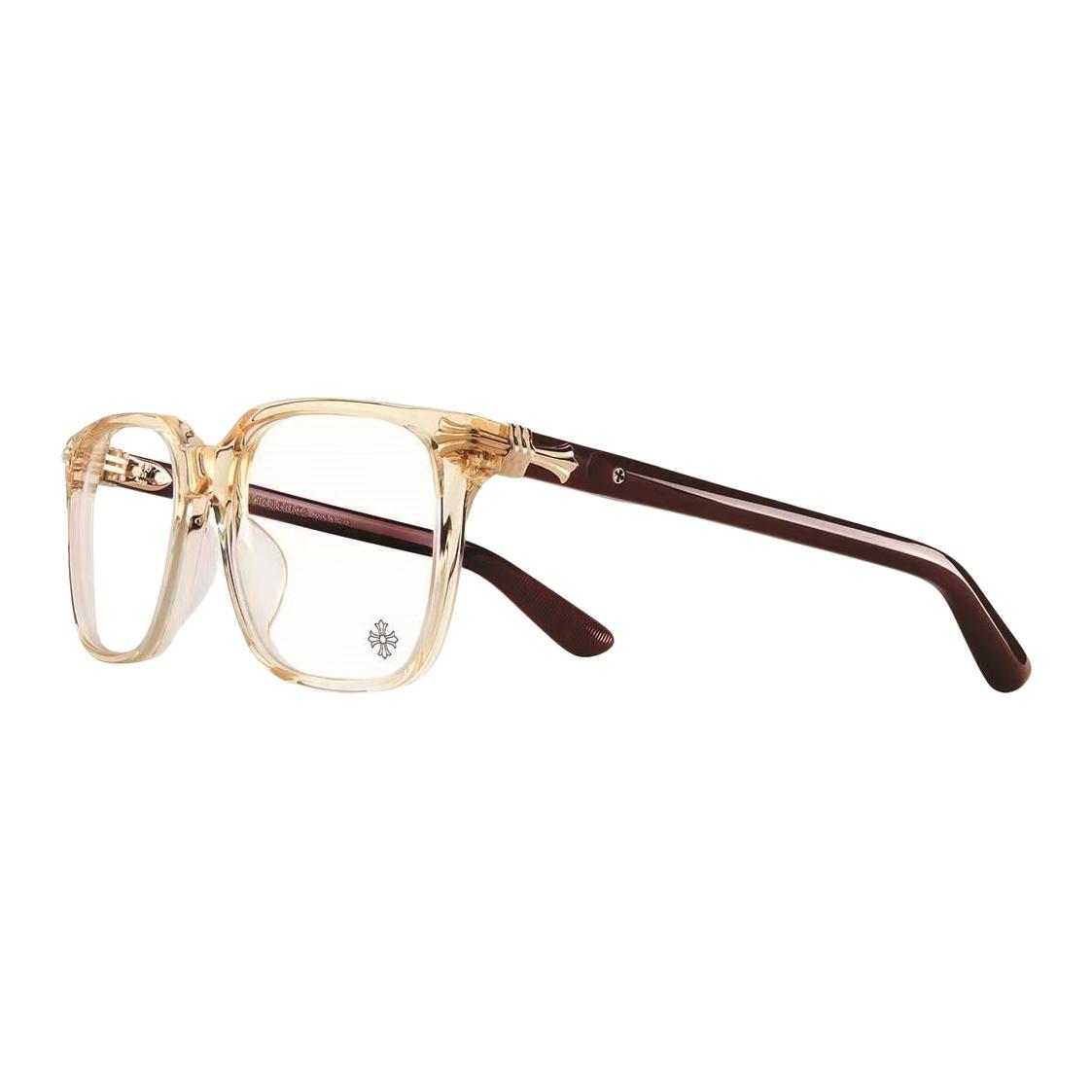 Chrome Hearts Rectangular Optical Frame Light Brown Unisex with Logo Temples THIRST TRAP-Chai/Bordello
