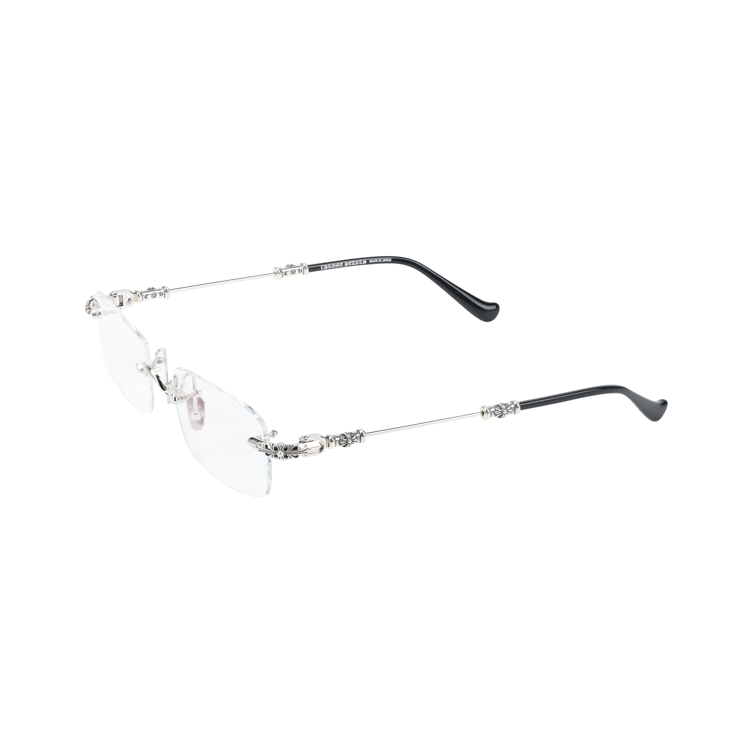Chrome Hearts Rectangular Silver Optical Frame Glasses for Men PILLS III SS BK P