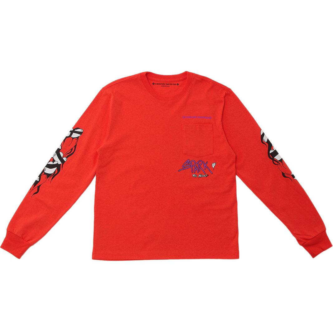 Chrome Hearts Red Long Sleeve Crewneck Sweatshirt with Logo Print for Men CW-308763