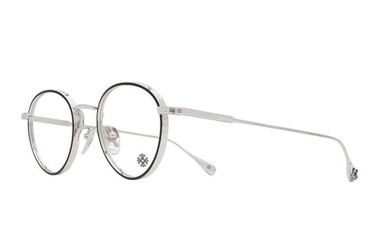 Chrome Hearts Retro Round Titanium Eyeglass Frame Unisex Black/Silver THICK