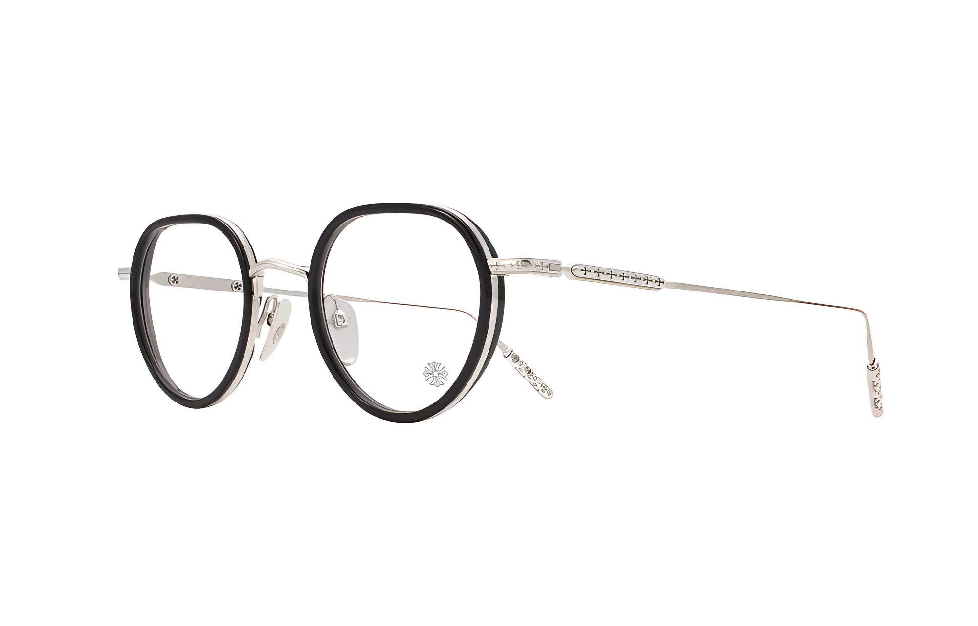 Chrome Hearts Round Optical Glasses Black Unisex with Logo Detail. SQRTON BK/BS