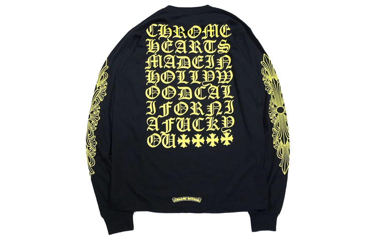 Chrome Hearts Sanskirt Cross Yellow Graphic Long Sleeve Sweatshirt Black Unisex CH-064